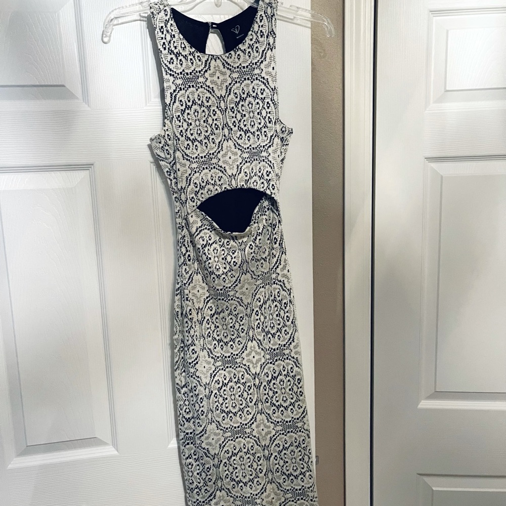 Black and white bodycon midi dress